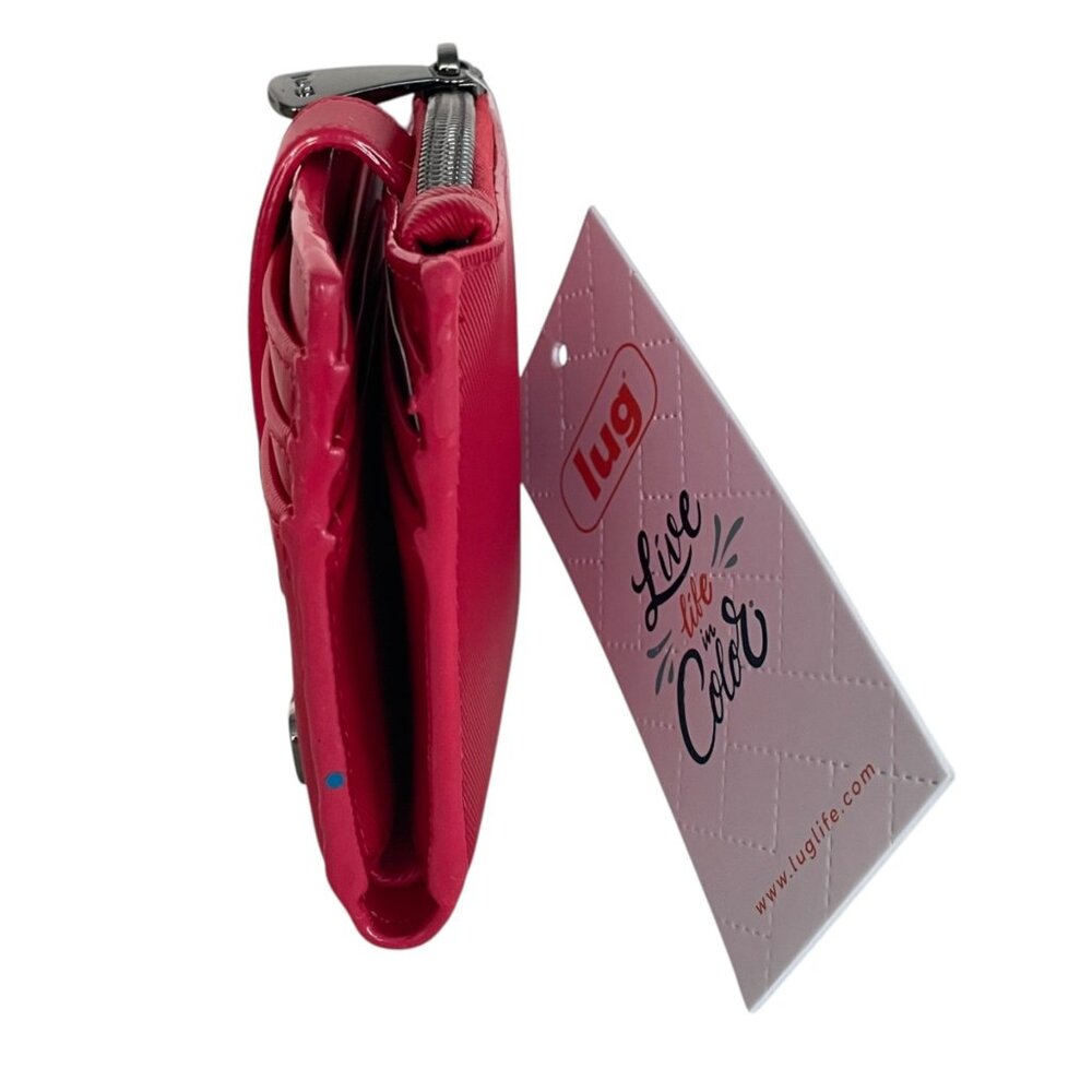 Lug Hurdle Satin Luxe Vegan Leather Wallet Poppy Red - Picture 9 of 10